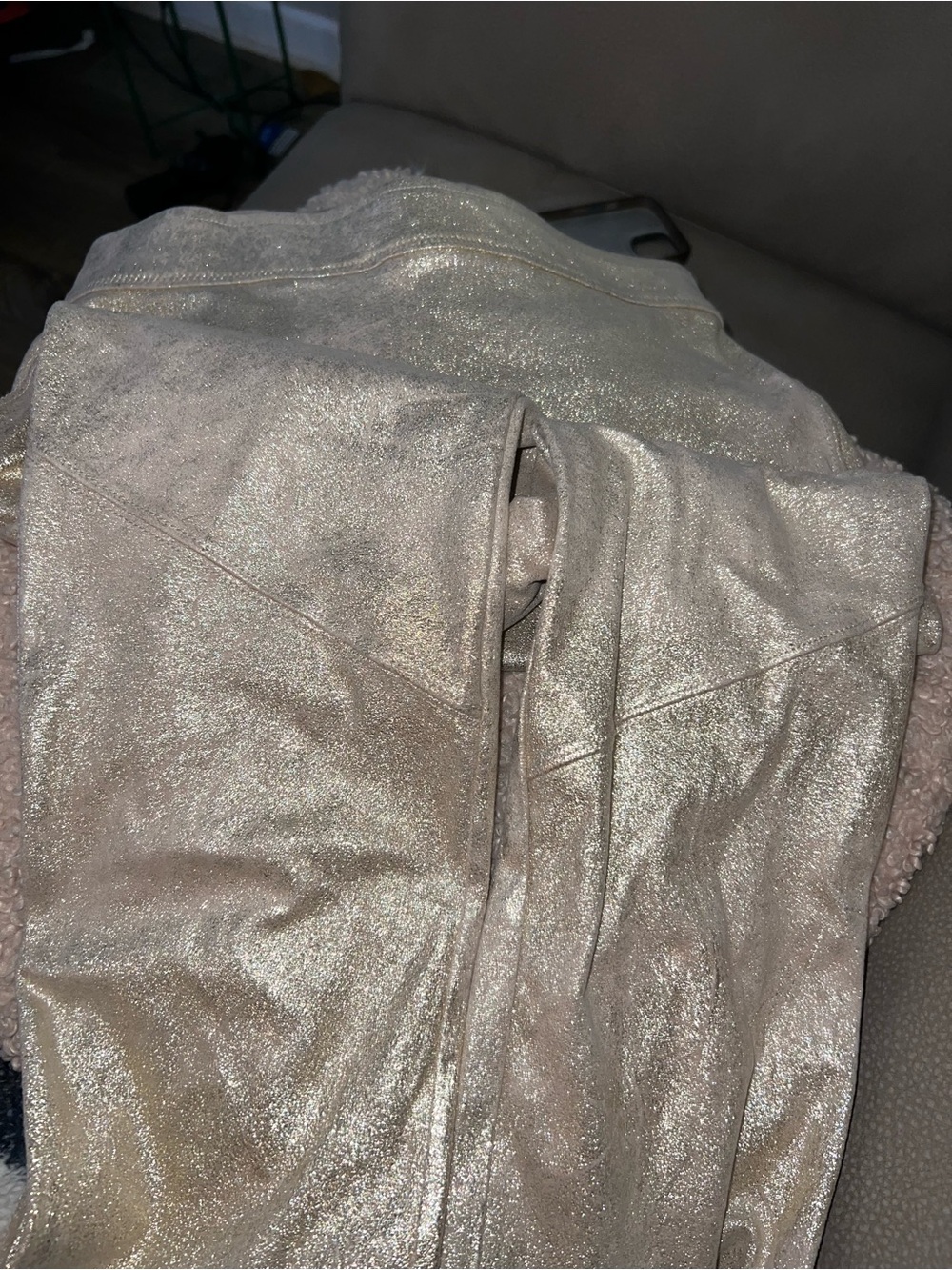 Free People Metallic Champagne Leggings